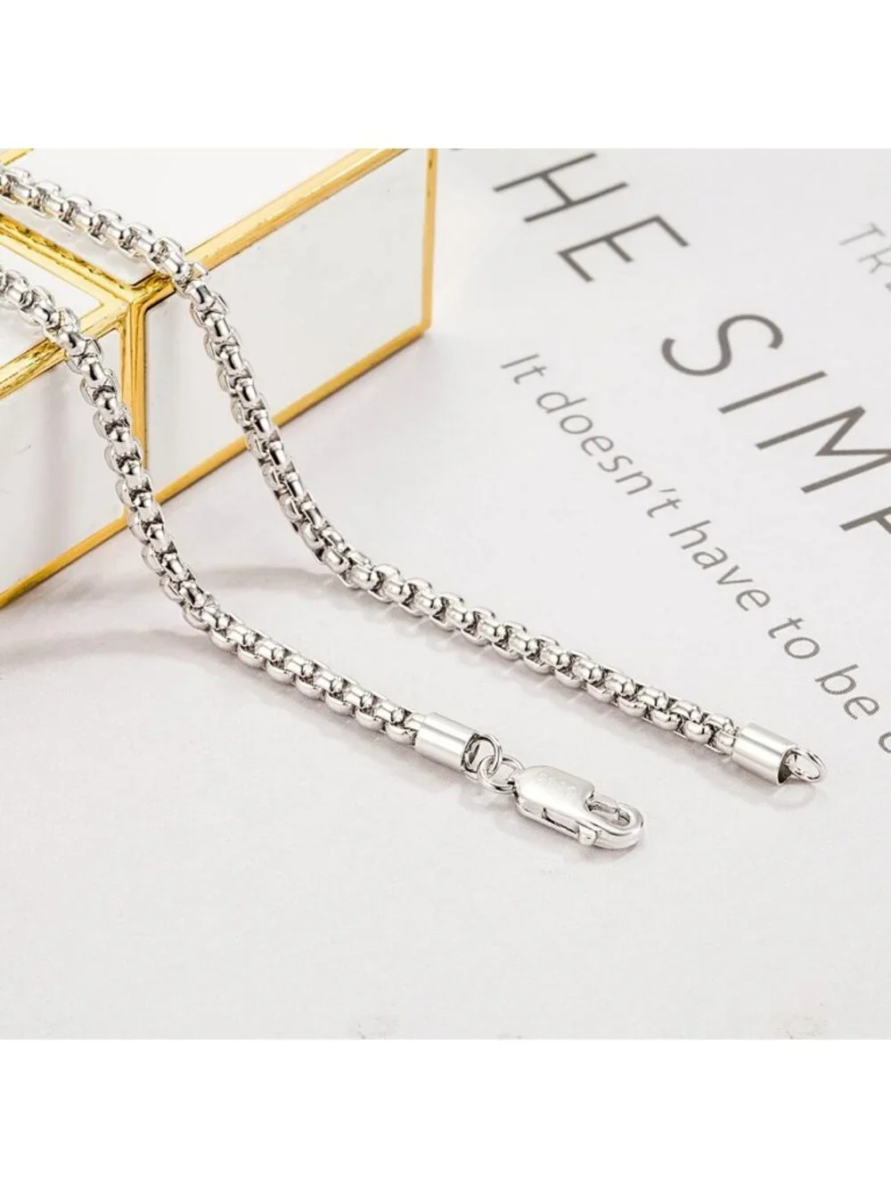 925 Sterling Silver Square Rolo Link Choker Necklace for Men & Women - 18
